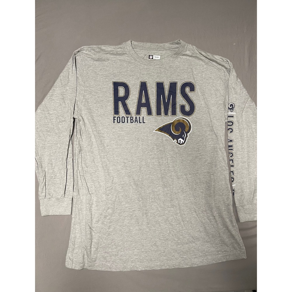 NFL Team Apparel Los Angeles Rams Long Sleeve Shirt Mens 2XLT Gray Football Tee
